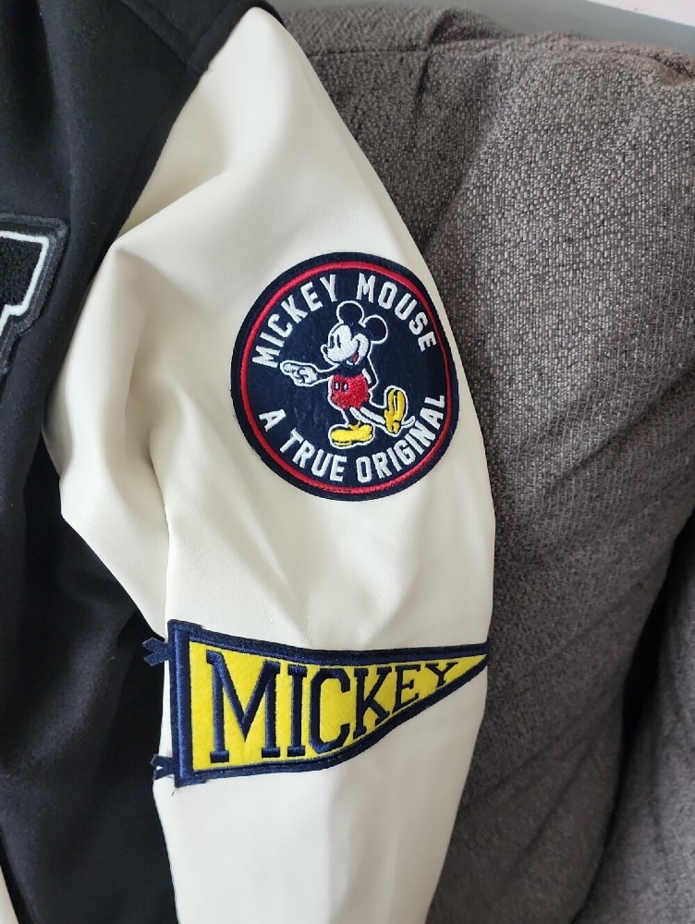Viral Costco Disney Black and Cream Mickey Varsity Jacket for Men And Women - Picture 2 of 13